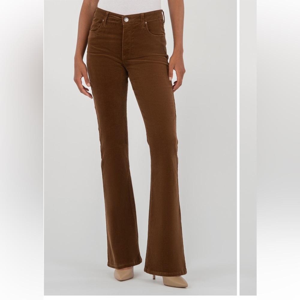 Kut From the Kloth Ana High Rise Fab Ab Flare Corduroy Jean Cedar Womens SZ 0
